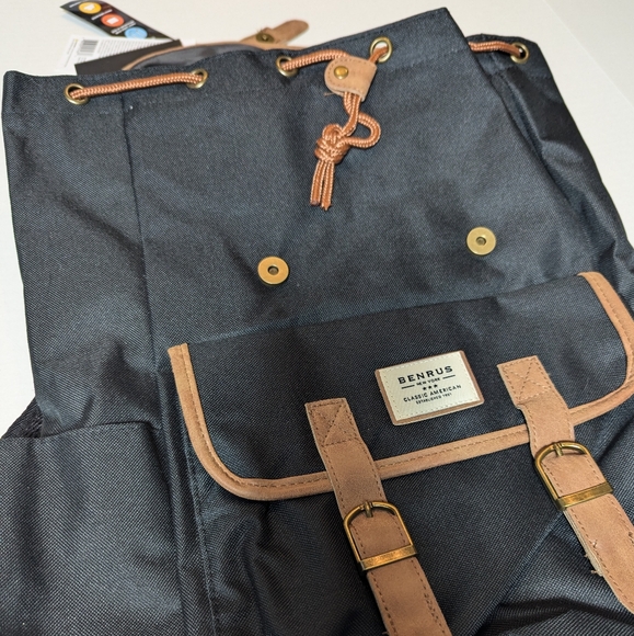 BENRUS Heritage Backpack - Black with Accents of Brown - Picture 13 of 13